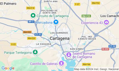 Ausschnitt der Weltkarte zu Cartagena