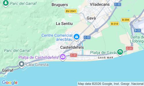 Ausschnitt der Weltkarte zu Castelldefels Strand
