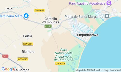 Ausschnitt der Weltkarte zu Castello d Empuries Strand