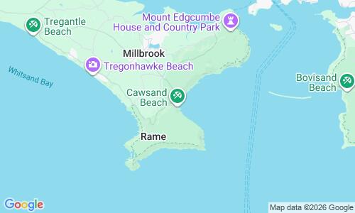 Ausschnitt der Weltkarte zu Cawsand Beach