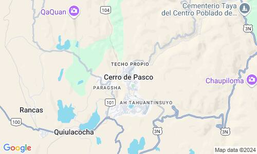 Ausschnitt der Weltkarte zu Cerro de Pasco