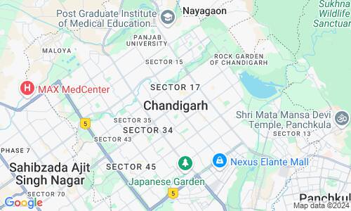 Ausschnit der Weltkarte zu Chandigarh