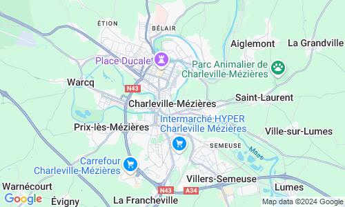 Ausschnitt der Weltkarte zu Charleville-Mézières