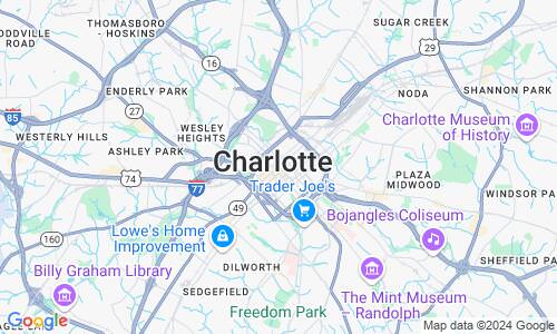 Ausschnitt der Weltkarte zu Charlotte