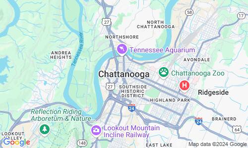 Ausschnitt der Weltkarte zu Chattanooga