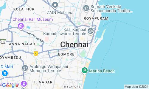 Ausschnitt der Weltkarte zu Chennai