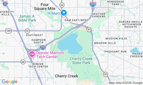 Ausschnitt der Weltkarte zu Cherry Creek Reservoir Beach