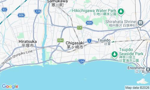 Ausschnitt der Weltkarte zu Chigasaki Strand