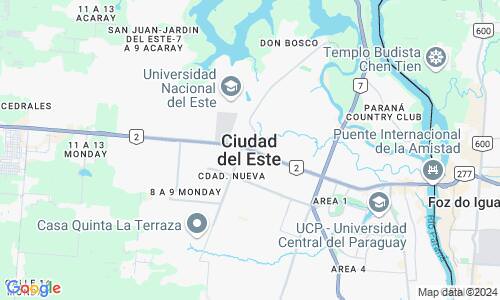 Ausschnit der Weltkarte zu Ciudad del Este