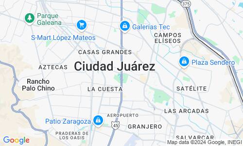 Ausschnitt der Weltkarte zu Ciudad Juárez