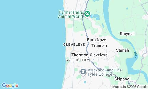 Ausschnitt der Weltkarte zu Cleveleys Beach