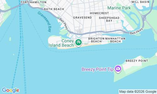 Ausschnitt der Weltkarte zu Coney Island Beach