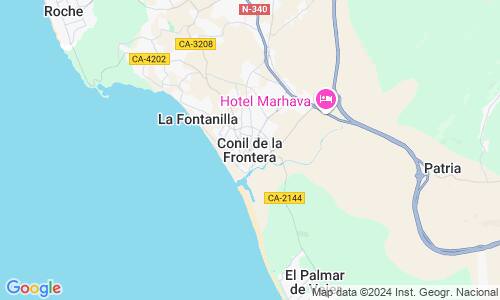 Ausschnitt der Weltkarte zu Conil de la Frontera