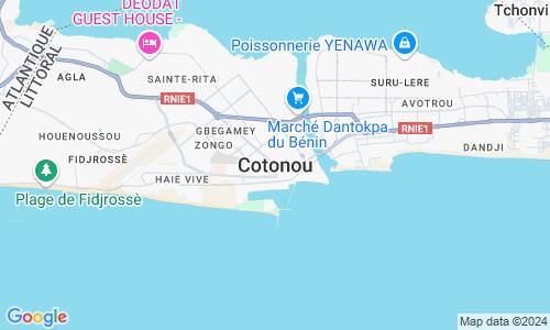 Ausschnitt der Weltkarte zu Cotonou