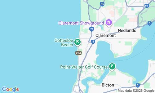 Ausschnitt der Weltkarte zu Cottesloe Beach