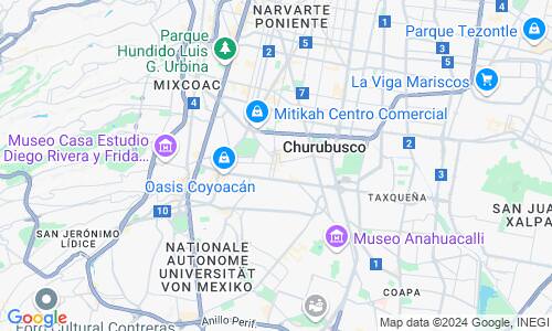 Ausschnitt der Weltkarte zu Coyoacán