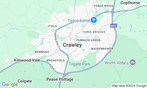 Ausschnitt der Weltkarte zu Crawley