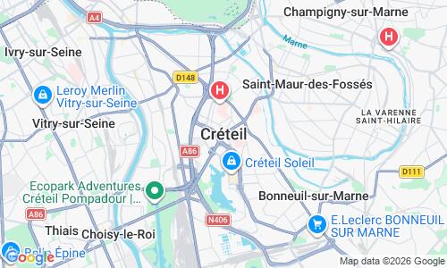 Ausschnitt der Weltkarte zu Creteil See Strand