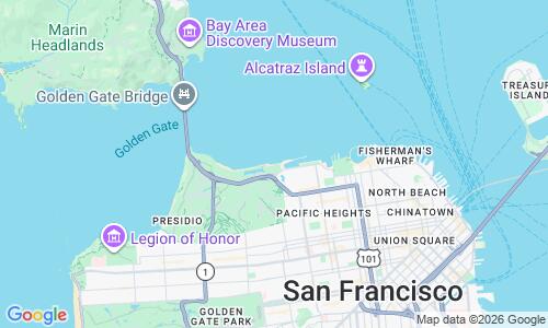 Ausschnitt der Weltkarte zu Crissy Field Beach