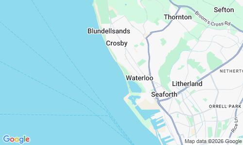 Ausschnitt der Weltkarte zu Crosby Beach