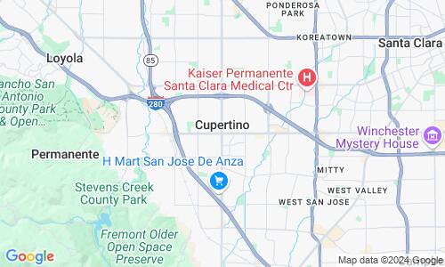 Ausschnitt der Weltkarte zu Cupertino
