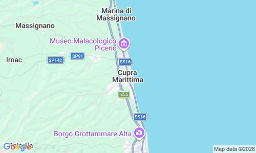 Ausschnitt der Weltkarte zu Cupra Marittima Strand