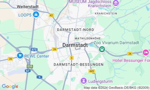 Ausschnitt der Weltkarte zu Darmstadt