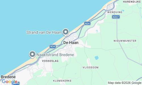 Ausschnitt der Weltkarte zu De Haan Strand