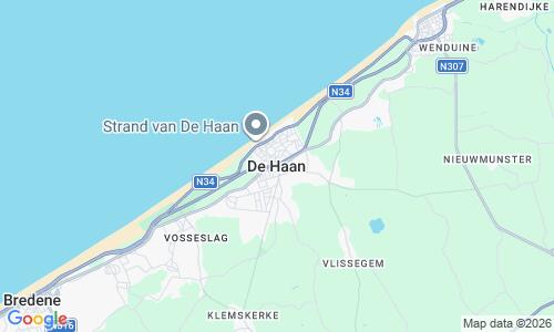 Ausschnitt der Weltkarte zu De Haan Strand