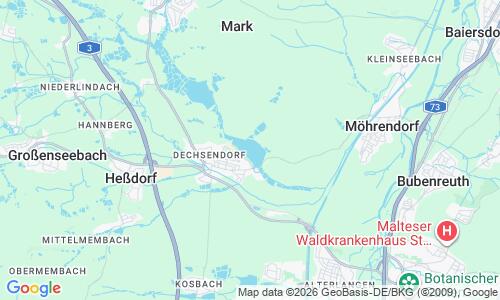 Ausschnitt der Weltkarte zu Dechsendorfer Weiher