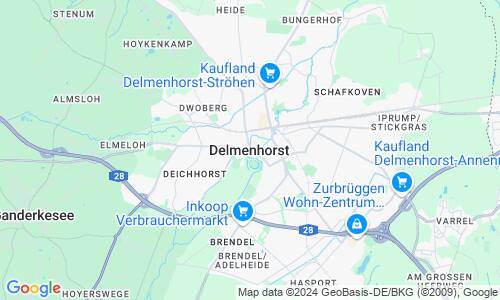 Ausschnitt der Weltkarte zu Delmenhorst
