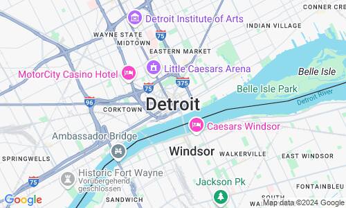 Ausschnitt der Weltkarte zu Detroit