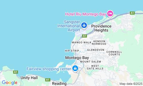 Ausschnitt der Weltkarte zu Doctor's Cave Beach