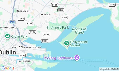 Ausschnitt der Weltkarte zu Dollymount Strand