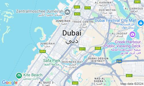 Ausschnit der Weltkarte zu Dubai