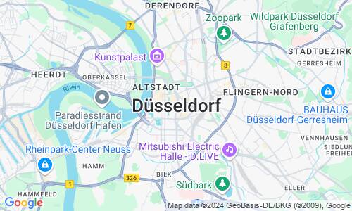 Ausschnit der Weltkarte zu Düsseldorf