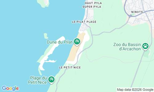 Ausschnitt der Weltkarte zu Dune du Pilat Strand