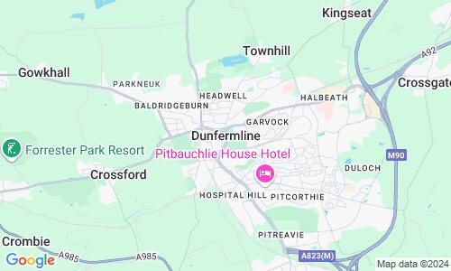 Ausschnitt der Weltkarte zu Dunfermline