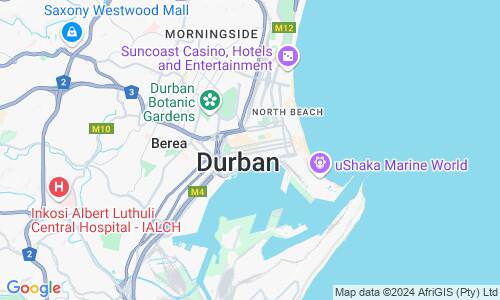 Ausschnit der Weltkarte zu Durban