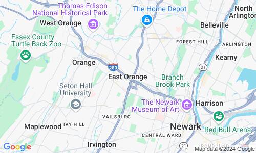 Ausschnitt der Weltkarte zu East Orange