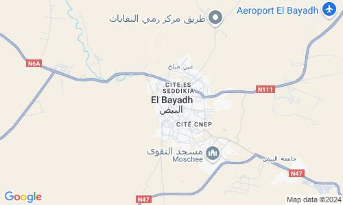 Ausschnitt der Weltkarte zu El Bayadh