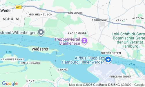 Ausschnitt der Weltkarte zu Elbstrand Blankenese