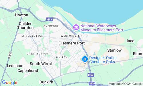 Ausschnitt der Weltkarte zu Ellesmere Port