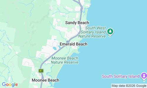 Ausschnitt der Weltkarte zu Emerald Beach
