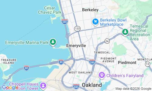 Ausschnitt der Weltkarte zu Emeryville Beach