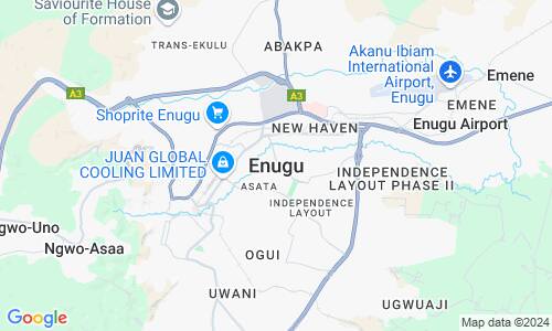 Ausschnitt der Weltkarte zu Enugu