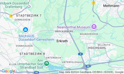 Ausschnitt der Weltkarte zu Erkrath