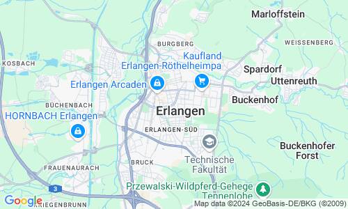 Ausschnitt der Weltkarte zu Erlangen