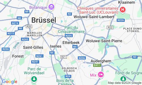 Ausschnitt der Weltkarte zu Etterbeek