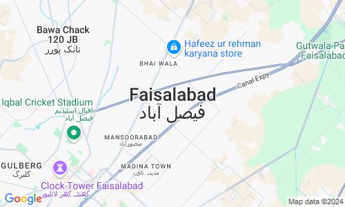 Ausschnitt der Weltkarte zu Faisalabad